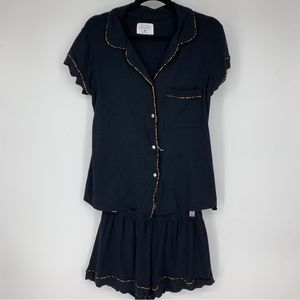 Southcot women’s size 2 pajama set‎ shorts black Bamboo Cotton